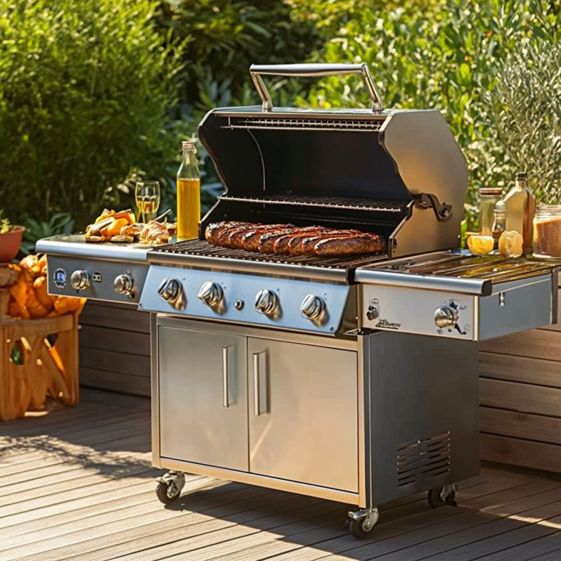 Mr. Gardener North Bay Gasgrill, 3 Edelstahl-Brenner + Unterschrank, Grill, BBQ